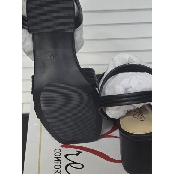 Mia Amore Striking Women's Heeled Sandals Black Retro NIB Size 9 Summer Business - Picture 6 of 6